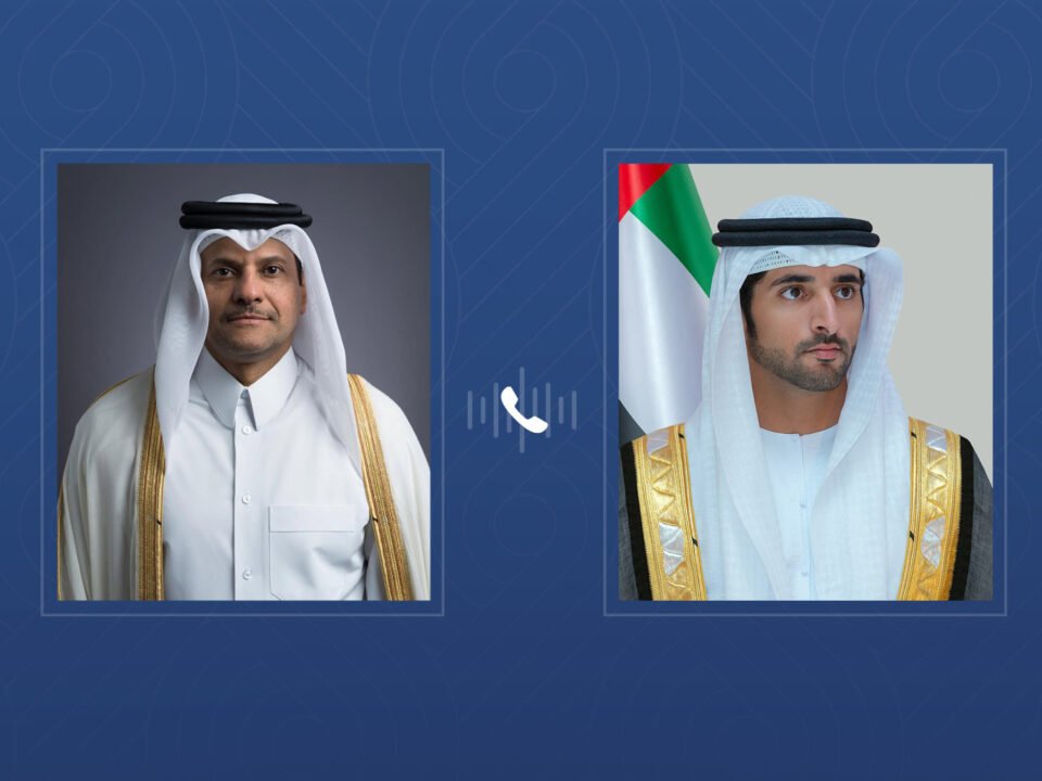 حمدان بن محمد يتلقى اتصالاً هاتفياً من وزير الدولة لشؤون الدفاع في دولة قطر