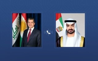 خلال اتصال هاتفي مع رئيس الدولة.. رئيس حكومة إقليم كردستان العراق يدين الهجوم الإرهابي على قنصلية الإمارات