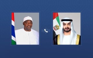 رئيس الدولة يتلقى اتصالاً هاتفياً من رئيس غامبيا أدان خلاله الاعتداءات الإيرانية ضد الإمارات