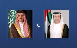 عبدالله بن زايد يتلقى اتصالاً هاتفياً من وزير الخارجية السعودي