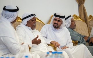 ذياب بن محمد بن زايد يقدِّم واجب العزاء في شهيد الوطن والواجب عيسى غلوم البلوشي