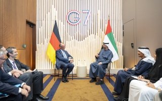 رئيس الدولة والمستشار الألماني يبحثان تعزيز علاقات التعاون والتطورات الإقليمية