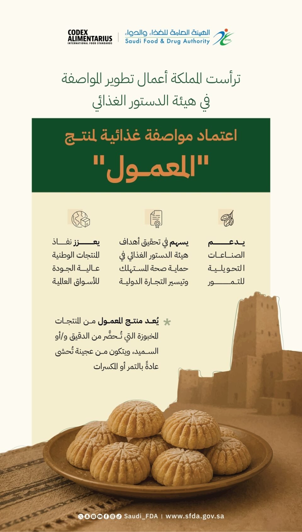 إنجاز دولي جديد.. اعتماد مواصفة غذائية للمعمول بهيئة الدستور الغذائي