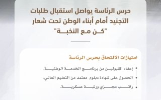 حرس الرئاسة يواصل تلقي طلبات التجنيد من أبناء الوطن تحت شعار”كن مع النخبة”