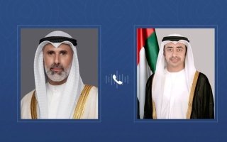 عبدالله بن زايد يتلقى اتصالاً هاتفياً من وزير خارجية دولة الكويت الشقيقة