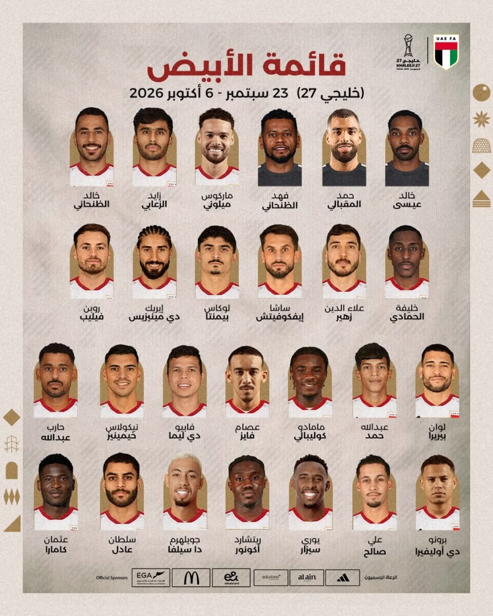 26 لاعبا في قائمة المنتخب الوطني المشارك في "خليجي 27"