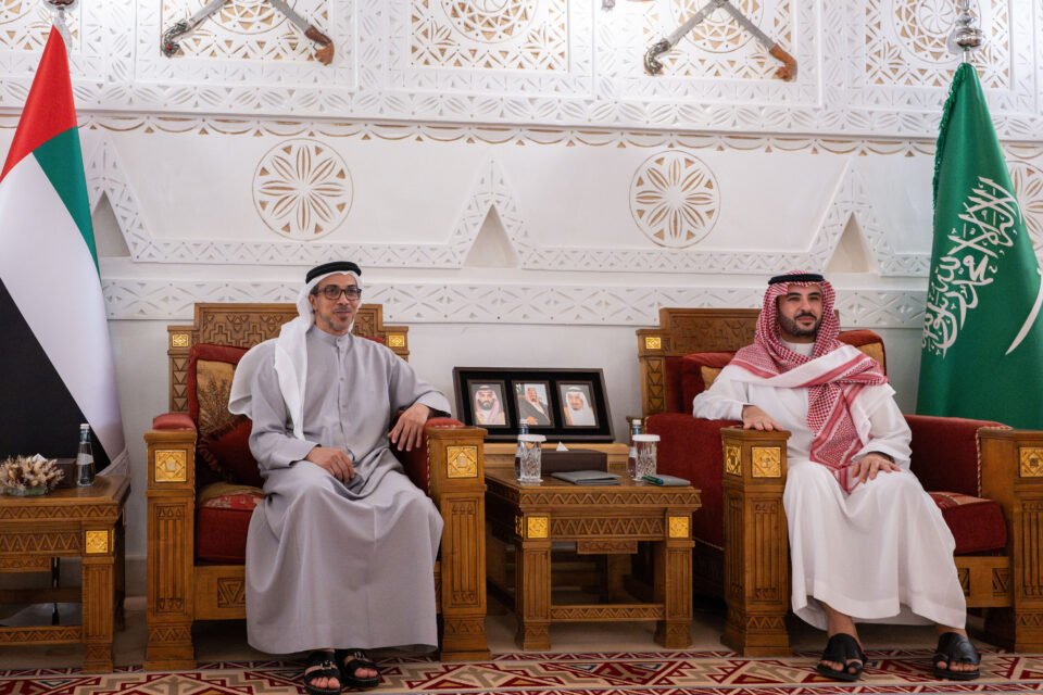 خلال زيارة أخوية.. منصور بن زايد وخالد بن سلمان يبحثان في الرياض العلاقات الأخوية